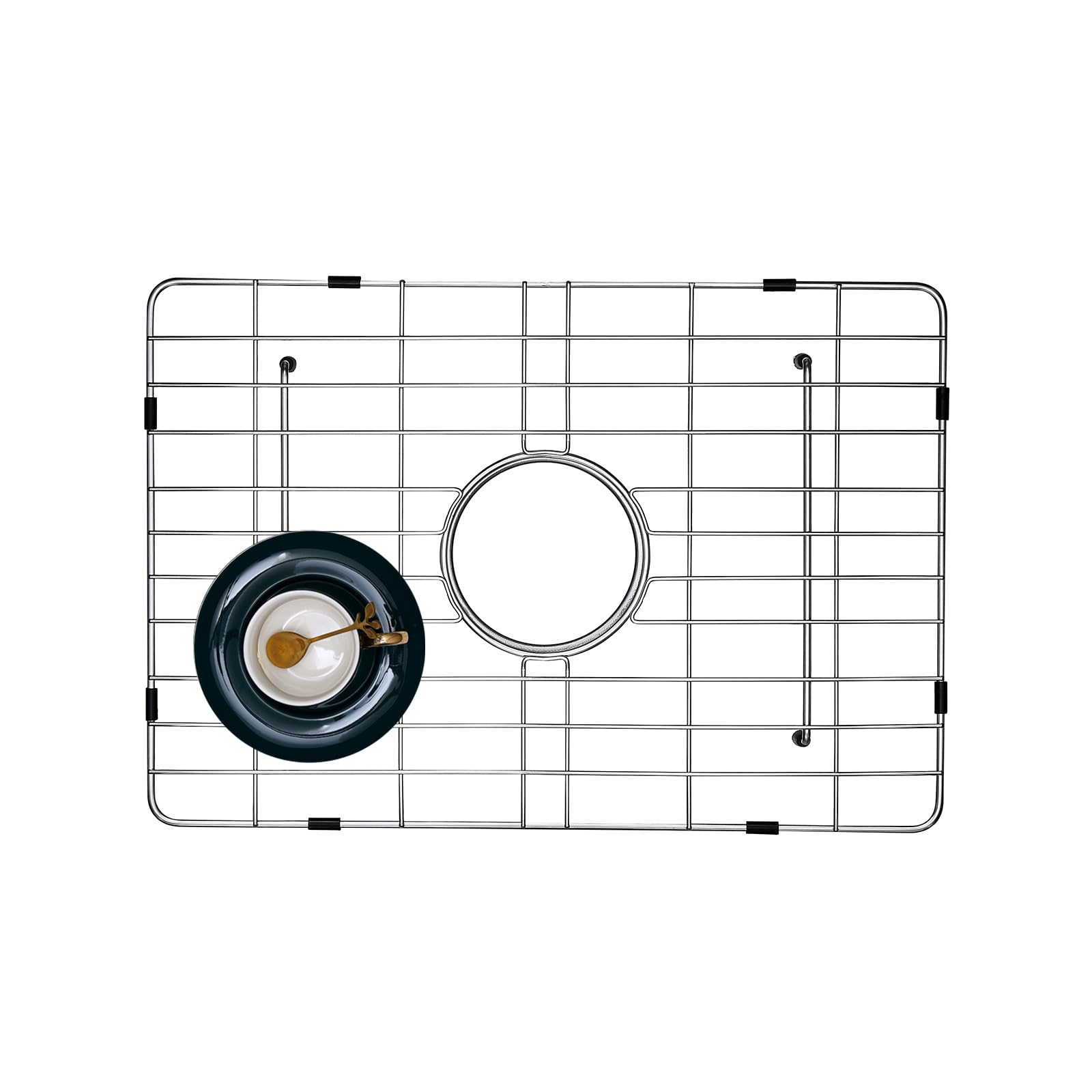 Protection d'évier de cuisine en acier inoxydable S304 de 45,7x35,6 cm avec drain central