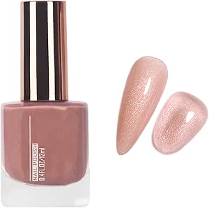 Nude Glitter Nail Polish - Shimmer Breathable Nude Nail Varnish - Long