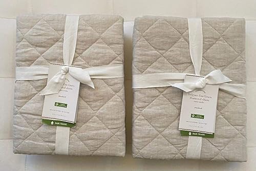 Pottery Barn Fundas estándar acolchadas con diamantes de lino belga * Juego de dos* Lino