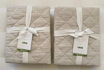 Pottery Barn Belgian Flax Linen Diamond Quilted Standard Shams