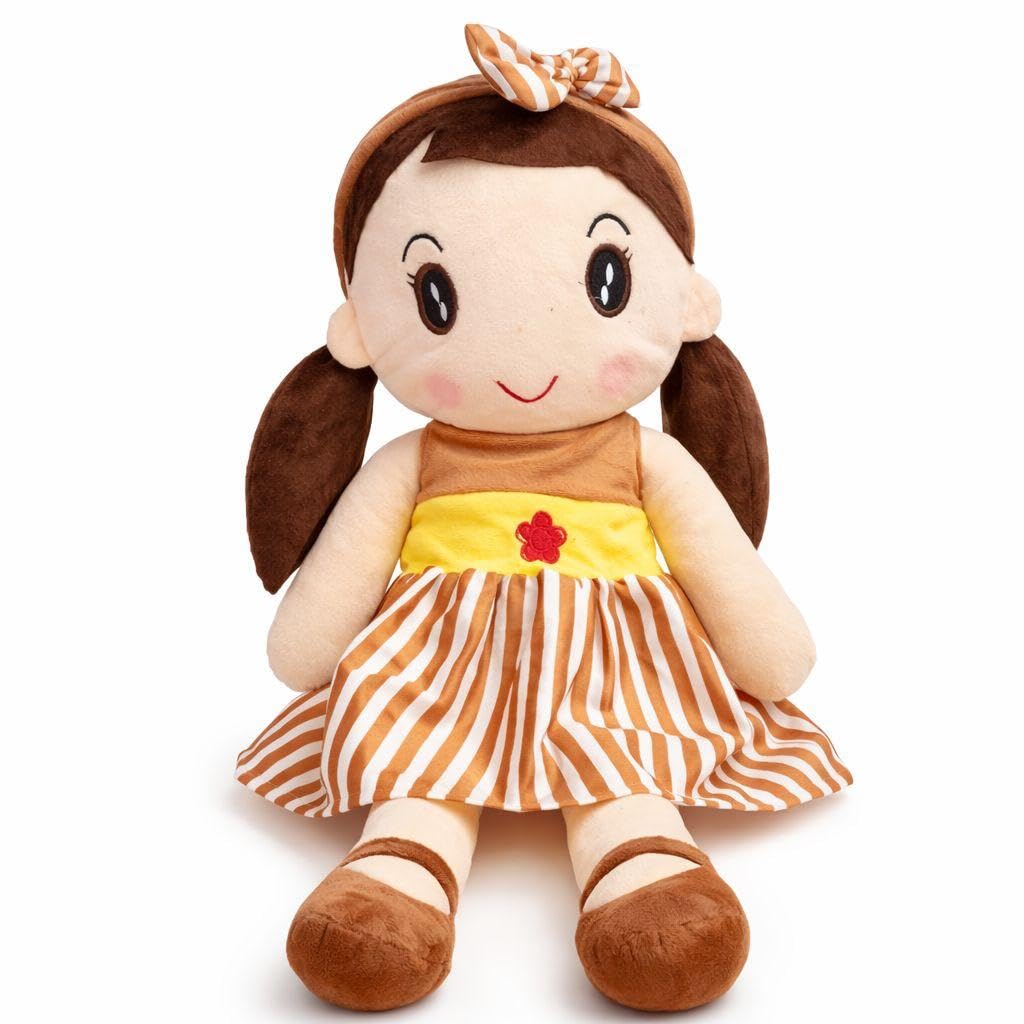 Babyjoys Extra Large Cute Soft Baby Doll 80 CM for Kids | Plush Stuffed Toy for Girls & Boys | Super Soft Cuddly Hug Doll | Washable Plush Toy Doll (Brown)