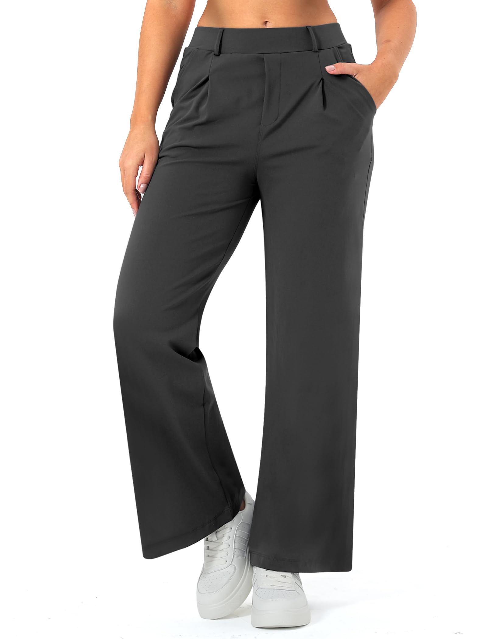 Wide Leg Work Pants for Woman Stretchy Office Slack Dress Pants Business Trousers with Pockets