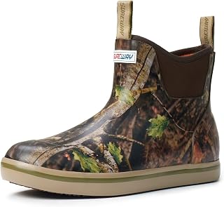Men's Ankle Fishing Deck Boots for Men-Waterproof,Professional Non-Slip Soles for Wet Slippery Surface,Neoprene Rubber Rain Boot/Shoes for Hunting Boating Gardening