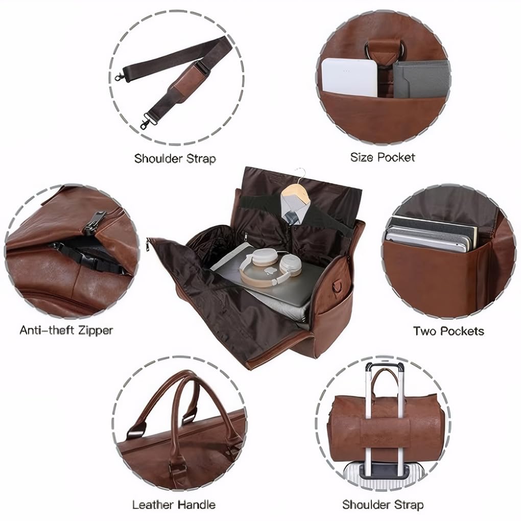 Maleta colgante funcional 2 en 1, bolsa de viaje de negocios para ejecutivos ocupados, ropa de viaje de PU, bolsa de equipaje de mano