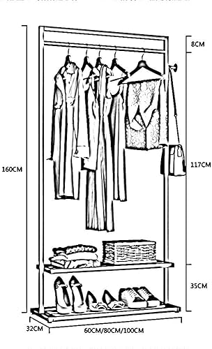 Miniatura 6 de Nordic - Perchero de metal para colgar ropa, tabla de almacenamiento de doble capa, para uso doméstico y minorista (60 × 32 × 63.0in)