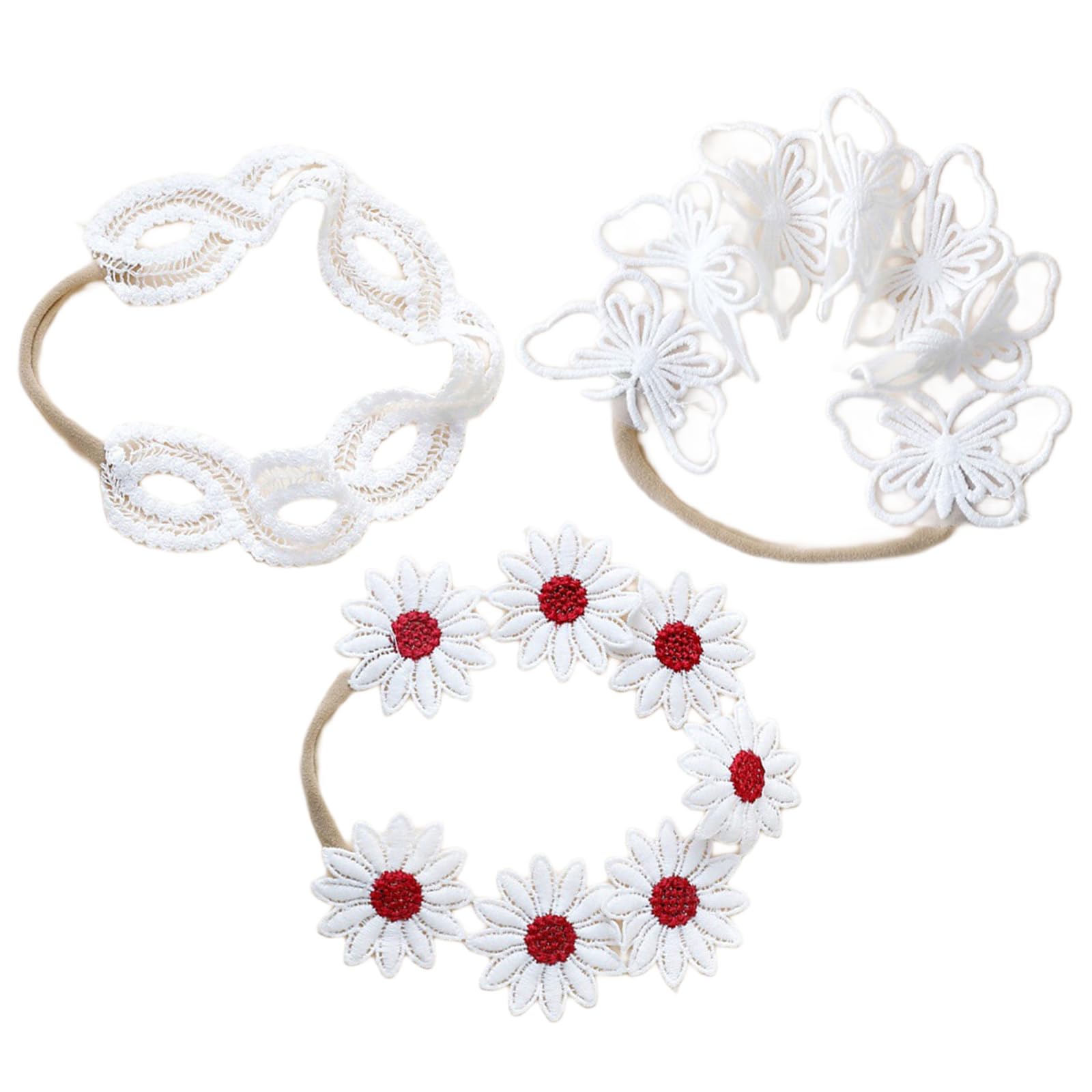 Of 3pcs Baby Elastic Headbands Fashion Hairbands with Lace Embroidery Design for Lovely and Comfortable Outfits Newborns Stretchy Headwrap