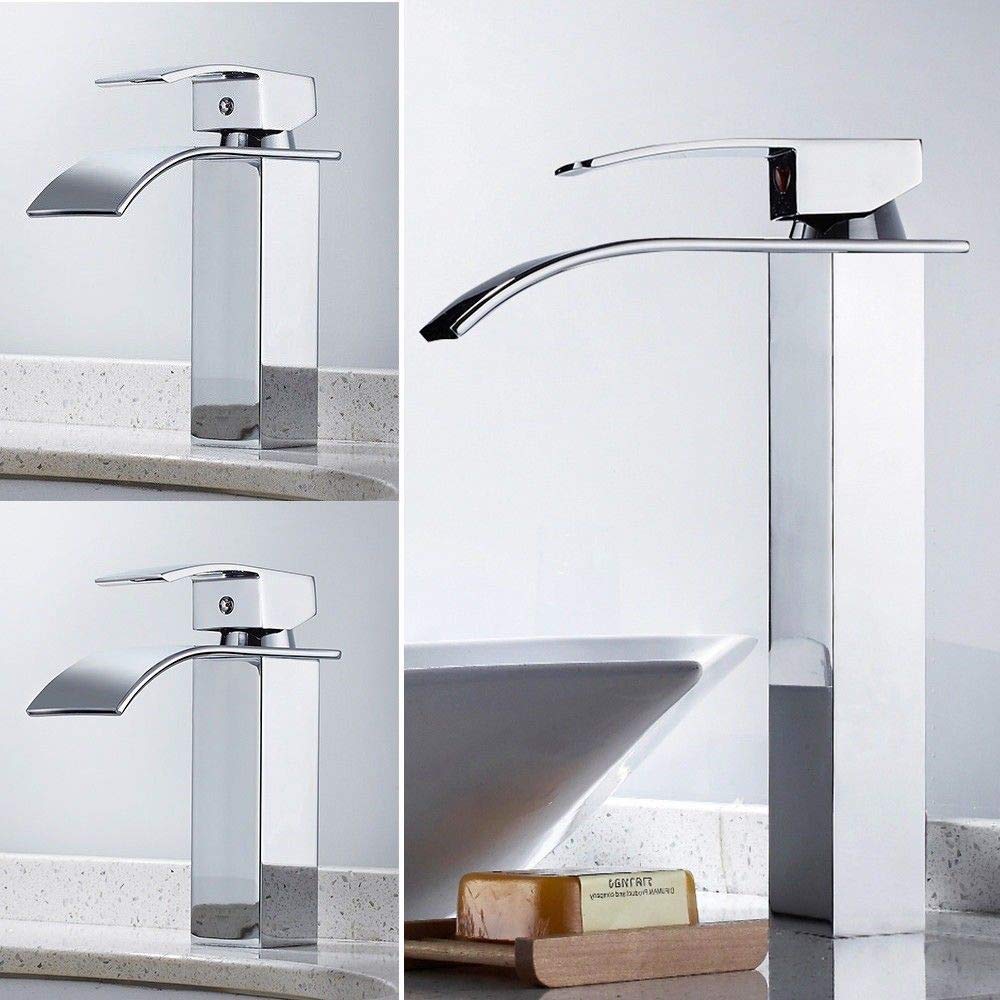 Alto Cascata Contatore Top Bacino Miscelatore Cromato Bagno Lavello Rubinetto Singola Maniglia Singola Foro