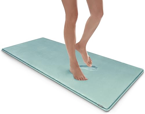MICRODRY SoftLux - Tapete de baño sólido para baño, extra grueso, de espuma viscoelástica, con base antideslizante GripTex, tapete de baño