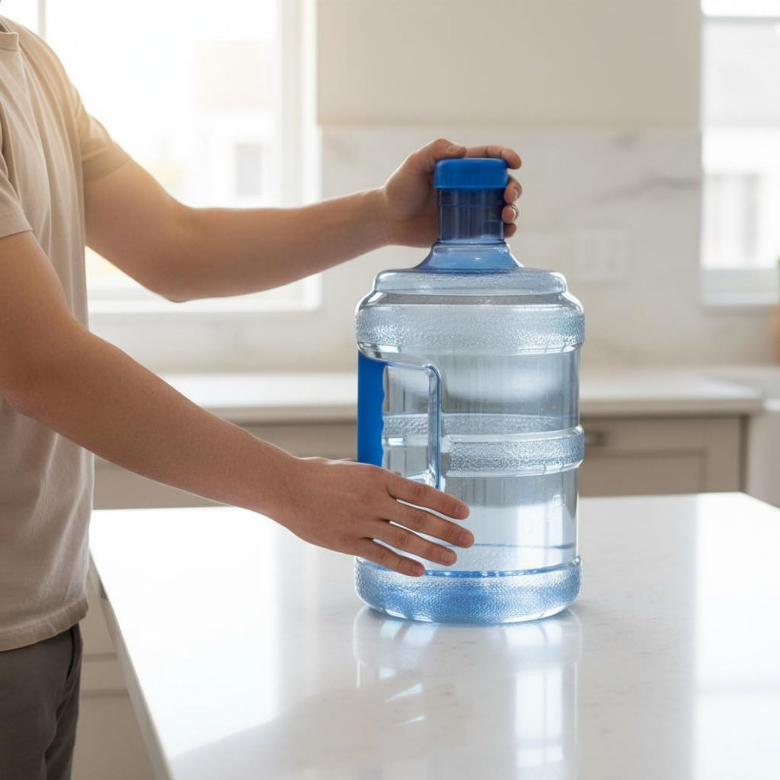 Gralara Bonbonne pour Fontaine à Eau Qualité Alimentaire Bonbonne d'eau Réutilisable Paroi Épaisse pour Bureaux, Campeurs, Bureau, Dortoir, Pique-Nique, 5L, Épais Animal