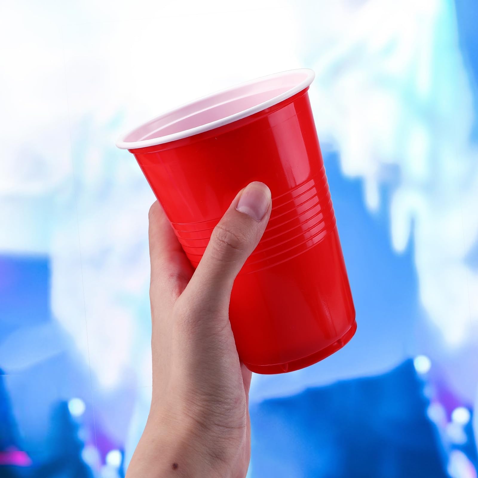 Set di Bicchieri da Birra Pong, 50 Bicchieri Beer Pong(500ml) e 6 Palline da P ing Pong, Bicchieri riutilizzabili, per Giochi di bevute, Feste, Compleanni, Festival, Matrimoni, Campeggio(Rosso)