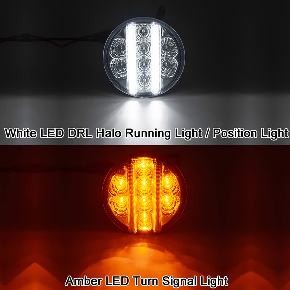 1Par para Jeep Wrangler JK 2007-2017 Conjunto De Señal De Giro LED Frontal Luces De Circulación Diurna Blanca Luz De Señal De Giro Ámbar,Clear Lens