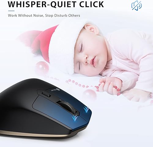 Miniatura 7 de iClever Mouse inalámbrico con Bluetooth o receptor USB, 5 ratones ajustables de 2400 DPI recargables para computadora, mouse inalámbrico para