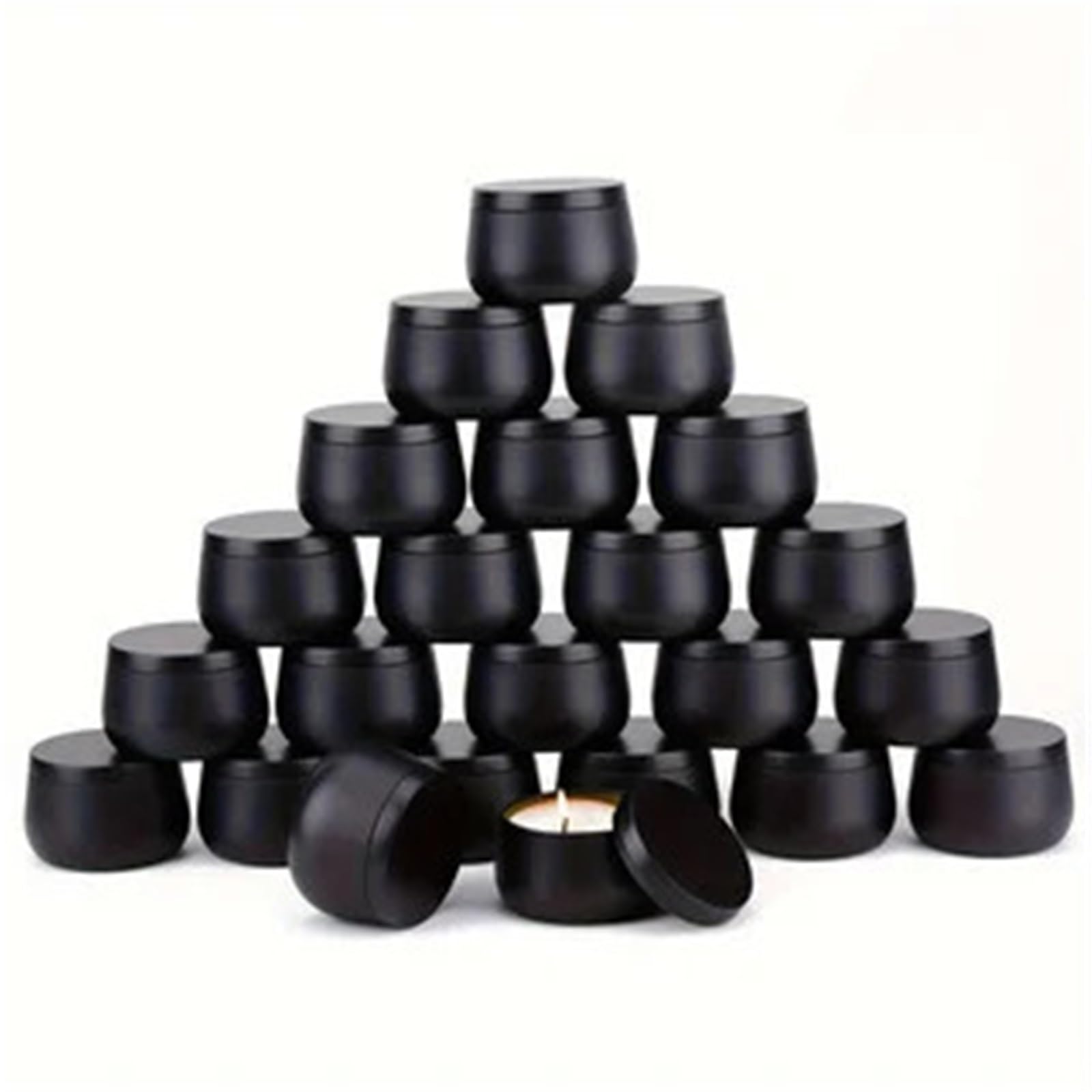 Candle Jars, Multi Purpose Aluminum Candle Jars with Lids Multicolor 24pcs(Black)
