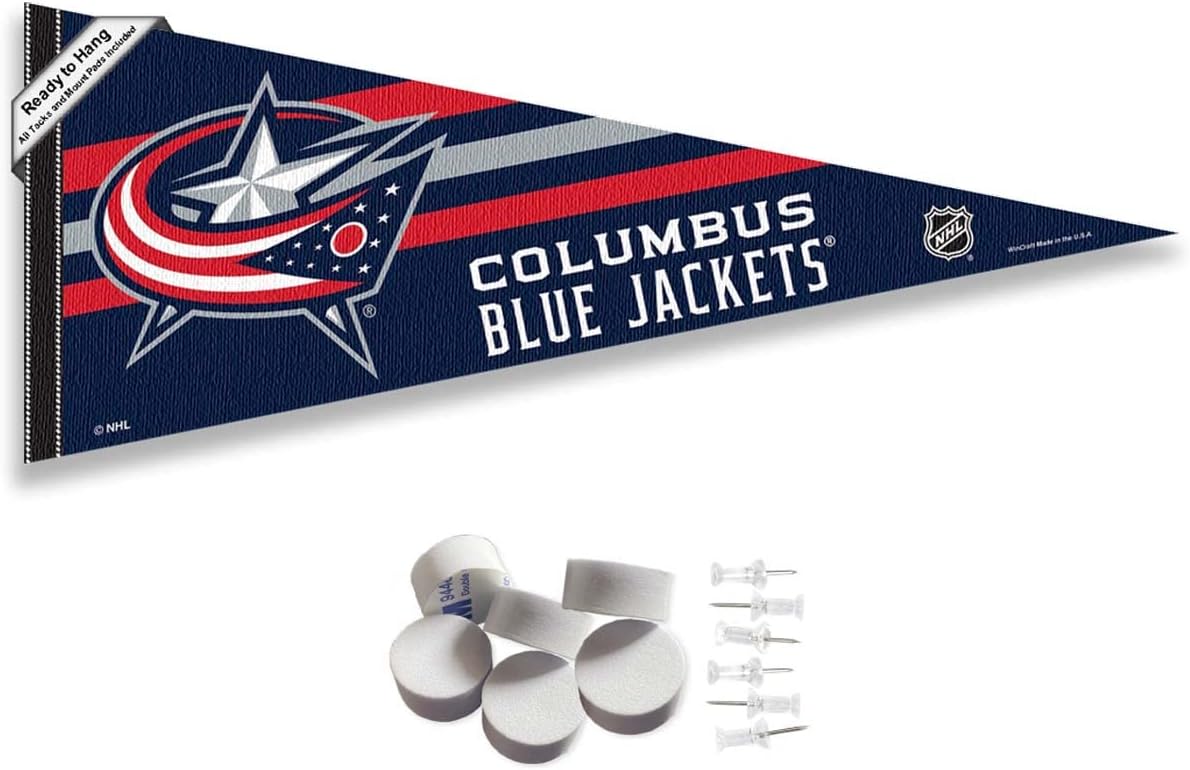 Columbus Blue Jackets Pennant Flag and Wall Tack Pads Mounts