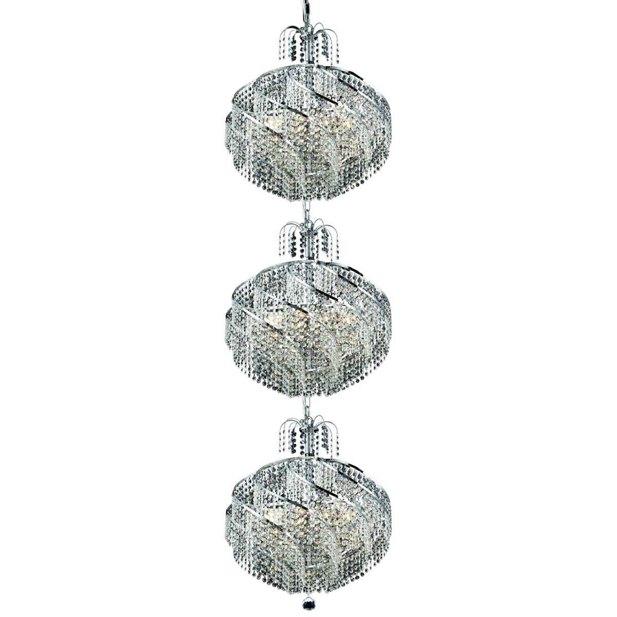 Elegant Lighting 8052G22C EC Spiral Collection 30-Light Large Hanging Fixture with Elegant Cut Crystal Chrome Finish