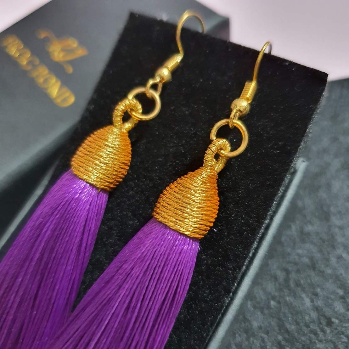 Bohemian Silk Thread Tassel Earrings - Long Fringe Dangle Drop Earrings For Women (Vintage Style)