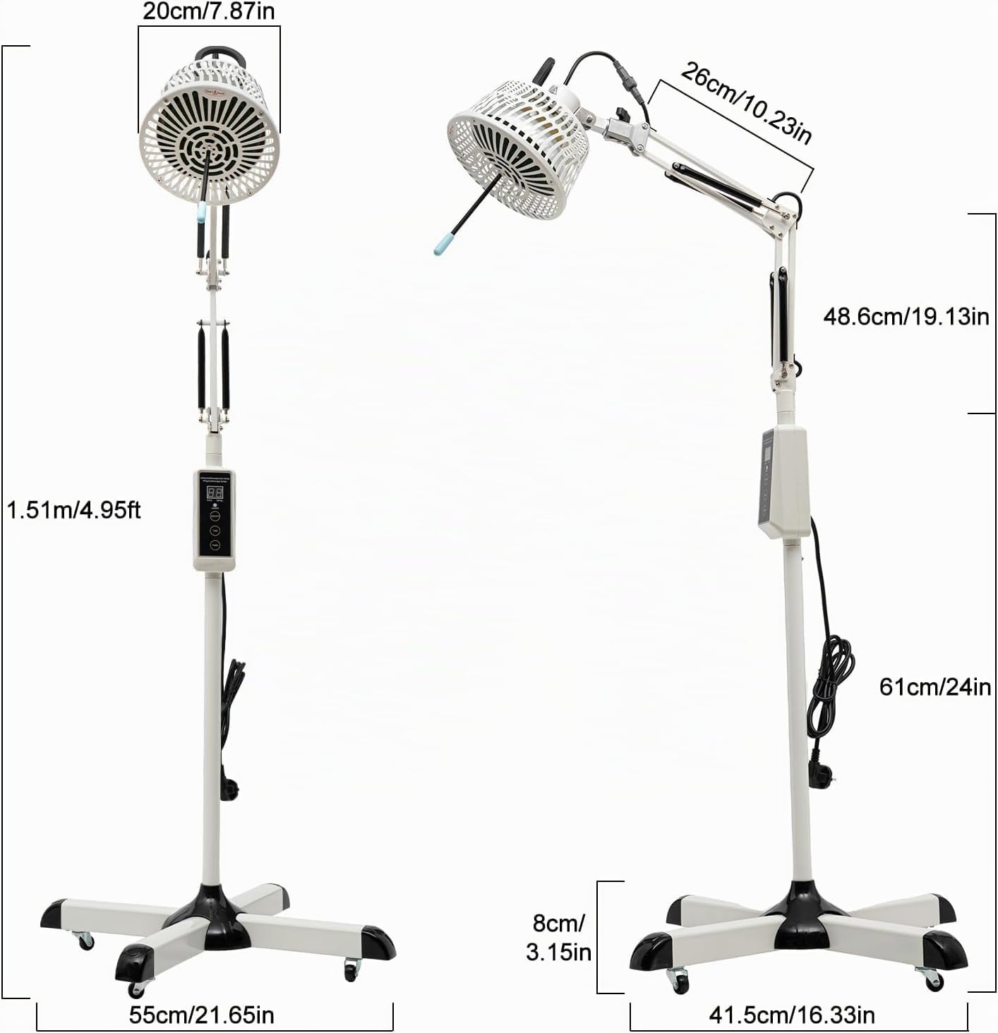 OUKANING Lámpara de acupuntura, lámpara de calor mineral TDP, temporizador de 30/60/90 min, 300 W, lámpara mox, faro infrarrojo, lámpara de terapia trasera y hombro