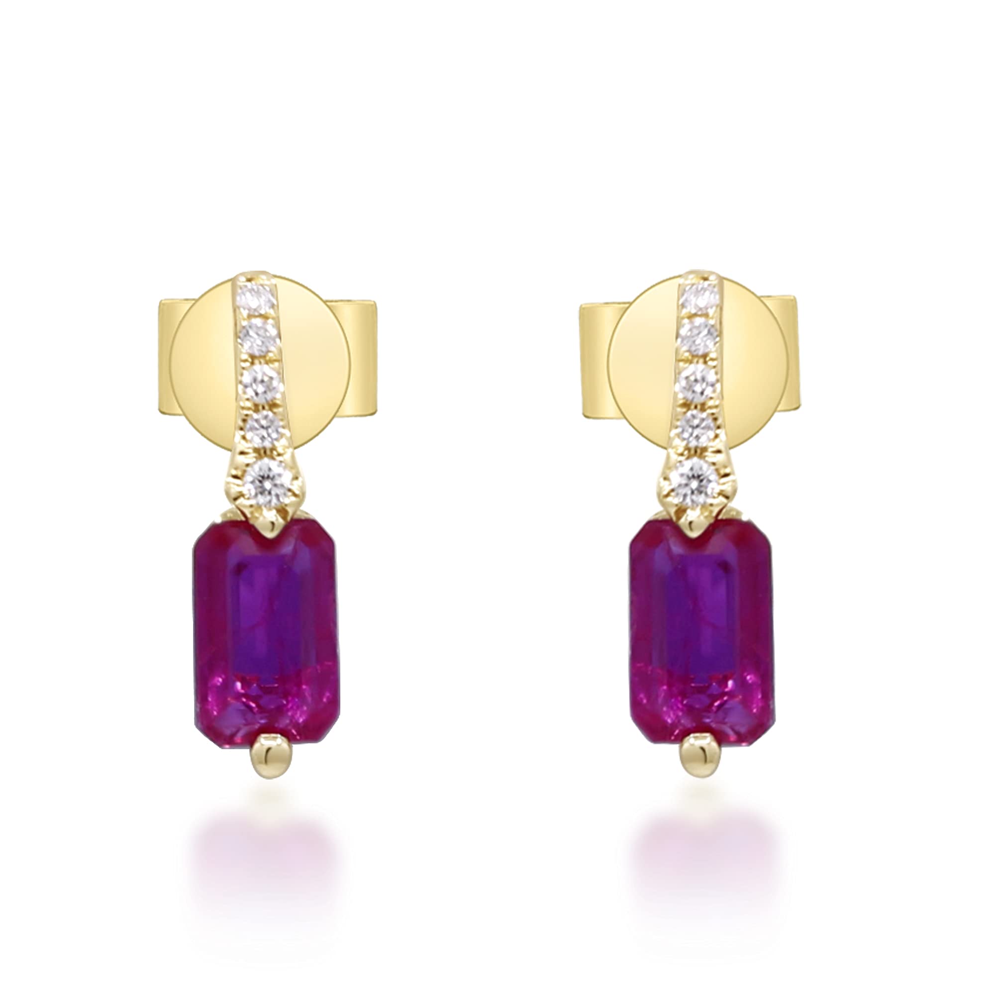 Gin & Grace10K Yellow Gold Genuine Ruby and Natural Diamond (I1) Earring for Women.