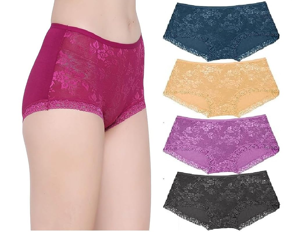 wklouyhe Lace Panty for Women Hipster Mid Waist Side Lace Panties Multicolored Combo_Pack of 04-picture-58