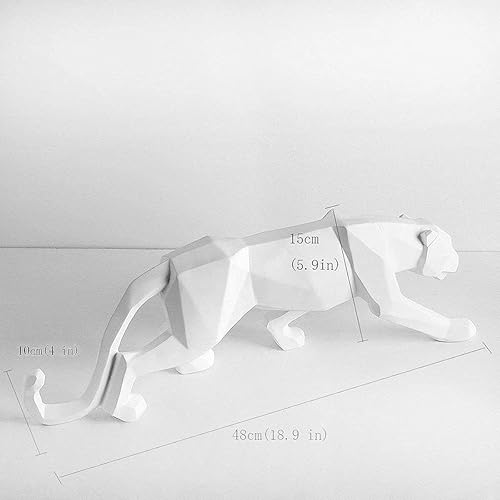 Miniatura 2 de Abstracto Estatuas De Leopardo Panther Escultura Mano Anhelada Animal Resina Decoración Moderno Para El Hogar Grande Blanco