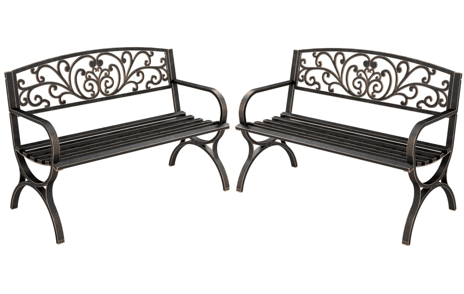 MFSTUDIO 50-Inch Outdoor Bench Set of 2