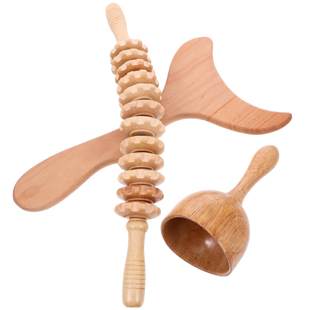 Rodillo Corporal de Masaje de Madera Khaki para Adultos, Portátil