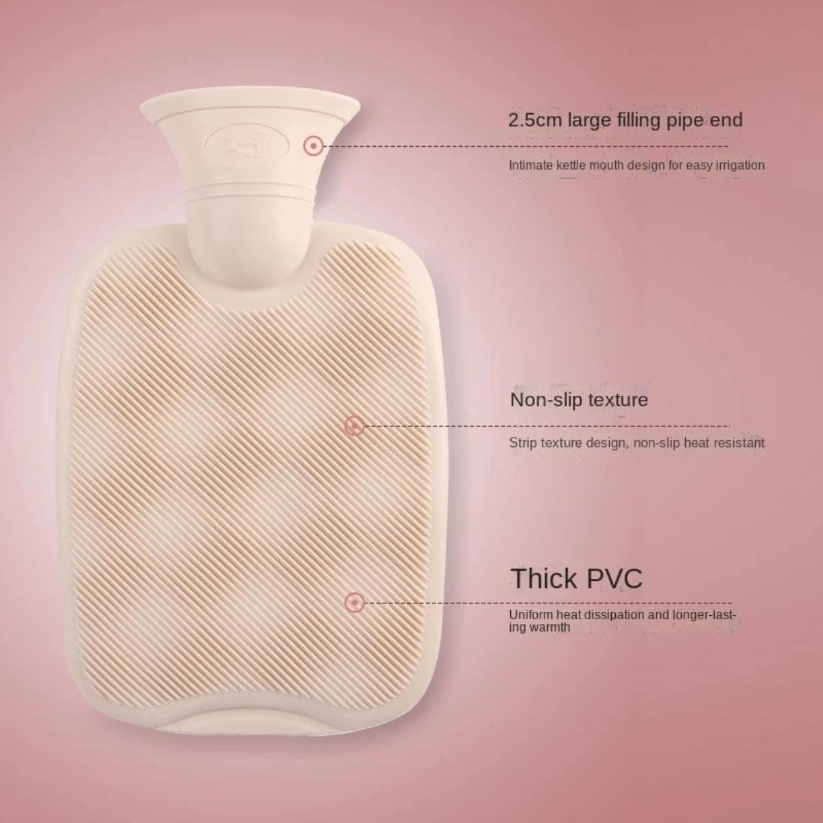 Bolsa de agua caliente de llenado de agua Felpa gruesa Botellas de invierno de PVC de alta densidad Cubierta de calentamiento de manos Envoltura Bolsa de botella de agua caliente 2000ml-LightCo