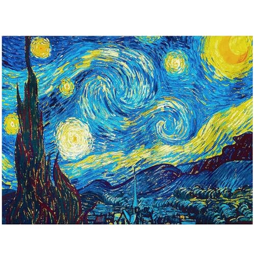 Image of Crysendo 5D Diamond Painting Kit Starry Night 30x40cm DIY Decor | Create stunning wall decor with this 5D full drill Starry Night diamond painting kit.