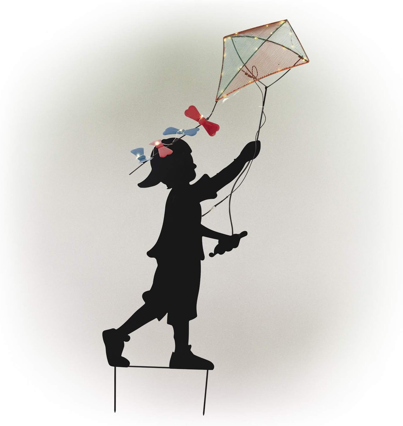 Solar Powered Garden Boy Silhouette Décor Figurine