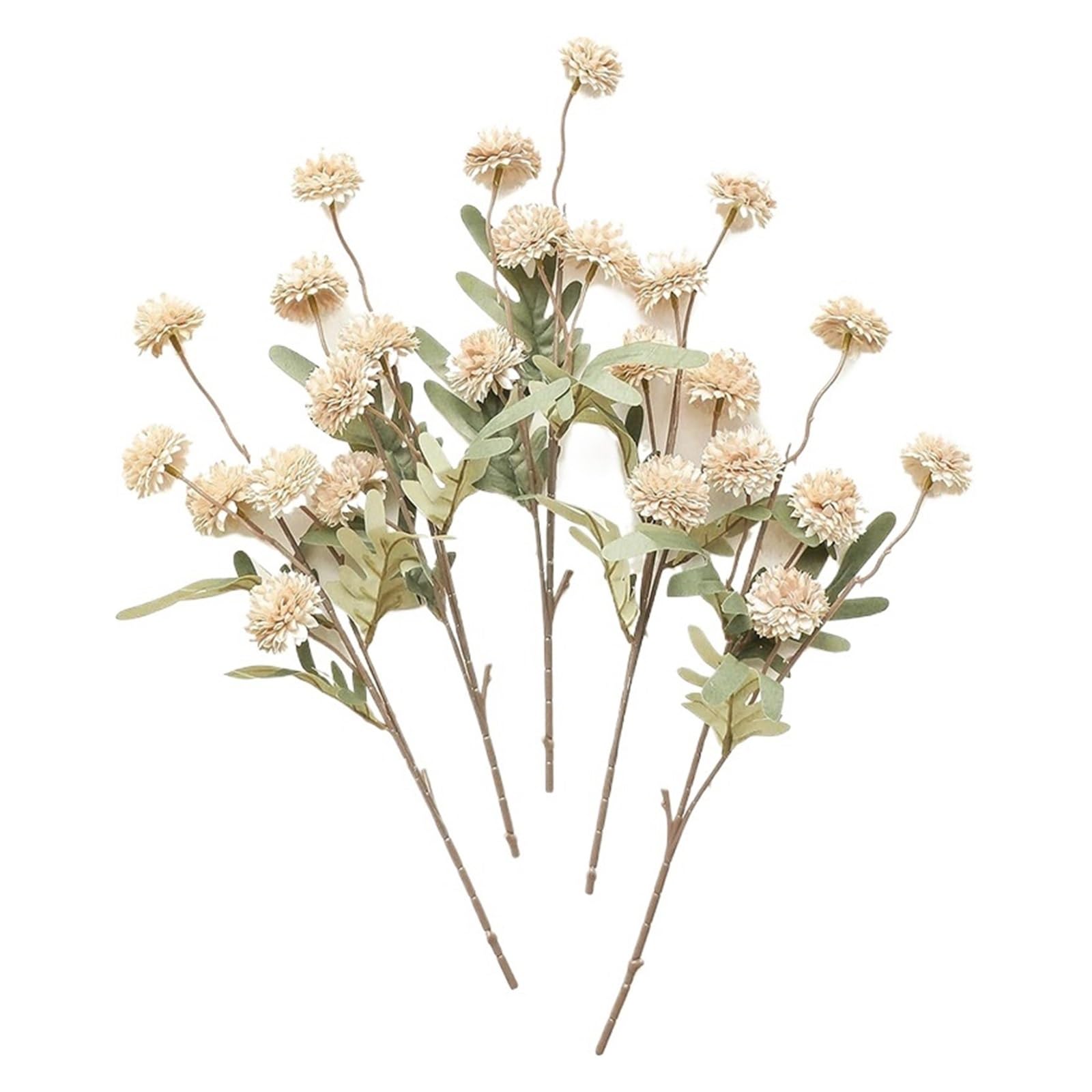 HamPaesk 5Pcs Artificial Flower Bouquet Silk Fake Flowers Home Garden Wedding Decors DIY Craft Wreath(Light Curry)