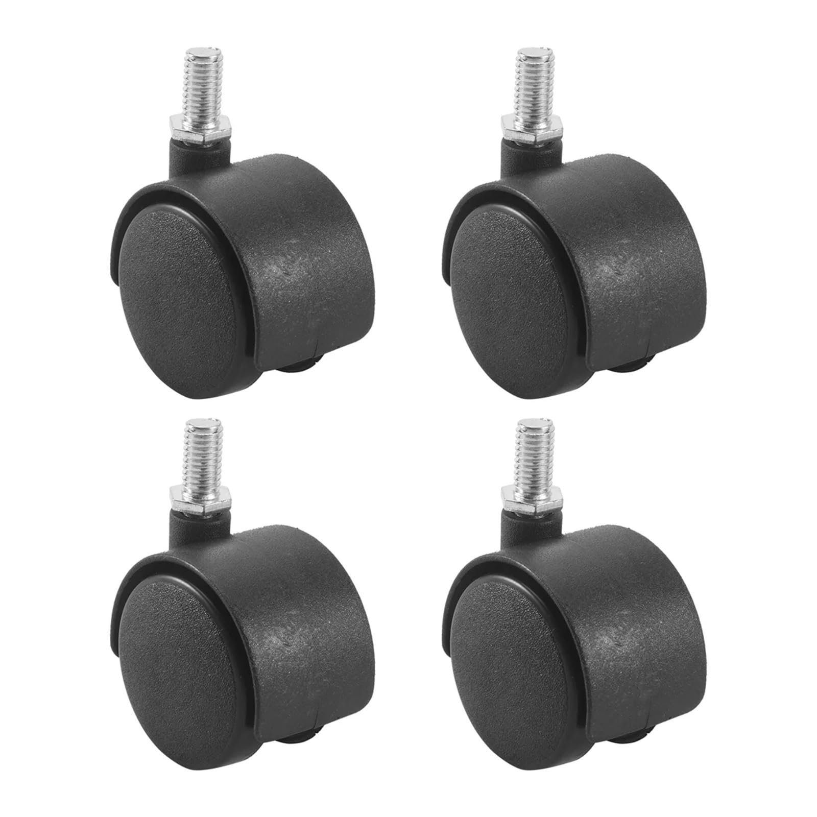 Caster Wheels, Plastic Swivel Caster 8mm Screw Stem 1.5-inch Dia Wheel 4 Pcs Black