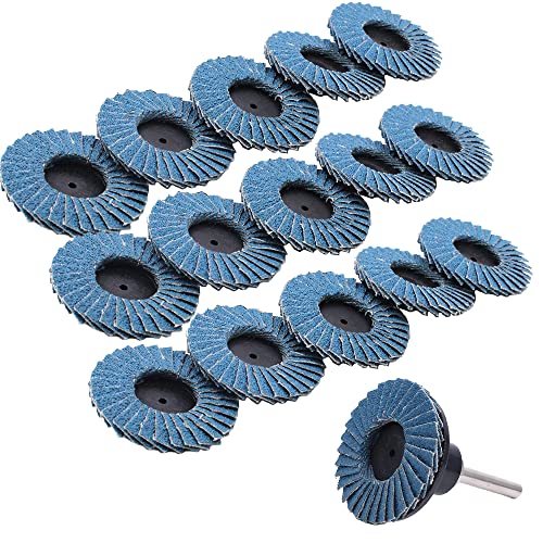 Gasea 15Pcs 2 inch 50mm Roll Lock Flap Disc Grinding Sanding Wheel 40Grit 60Grit 80Grit Abrasive Discs Grinder Discs Grinding Wheels