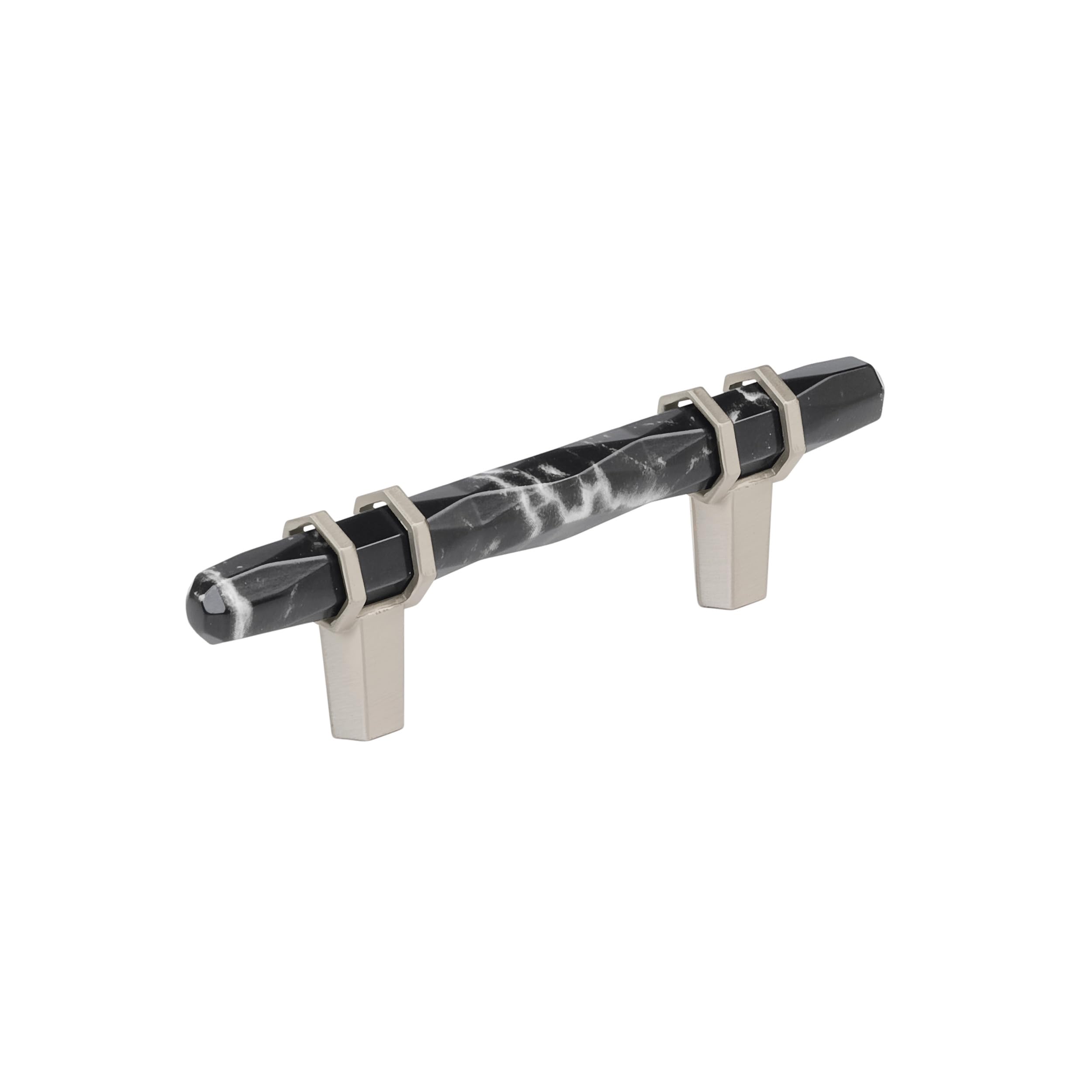 Amerock 3" Carrione Marble Black/Satin Nickel Drawer Pull