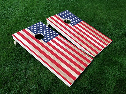 Distressed America 05 USA Flag Cornhole WRAP Set Vinyl Board Decal Baggo Bag Toss Boards * Made in The USA *