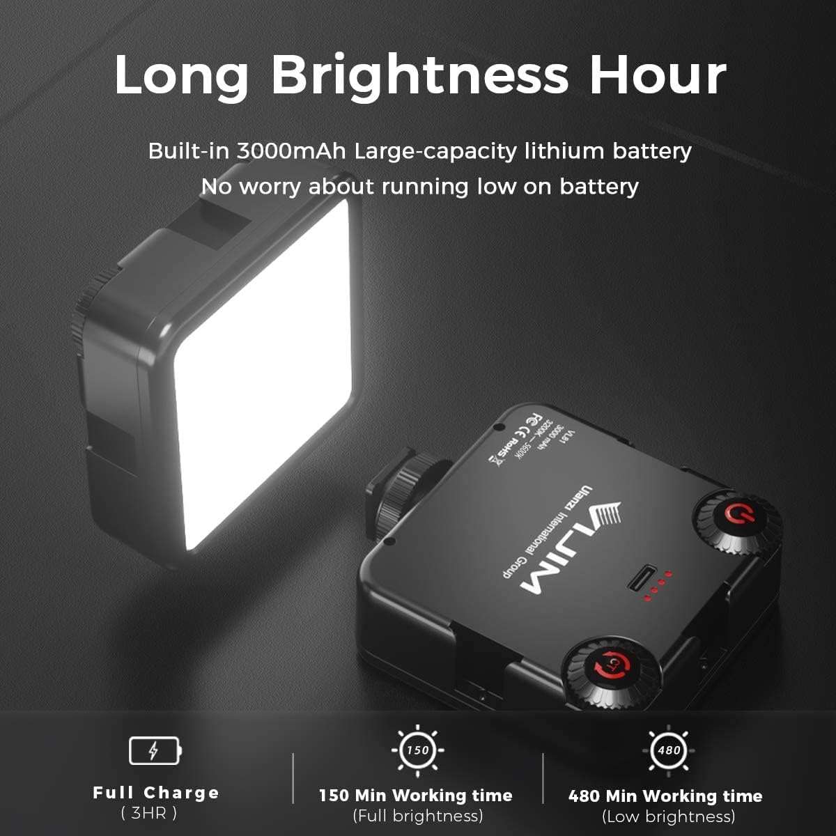 ULANZI VL81 Videoleuchte 81 LEDs Videolicht mit Cold Shoe, Foto Licht 3200K-5600K Farbtemperatur Helligkeit Einstellbar CRI 95+, 3000mAh Akku Kamera Licht für Fotografie YouTube Videoaufnahme