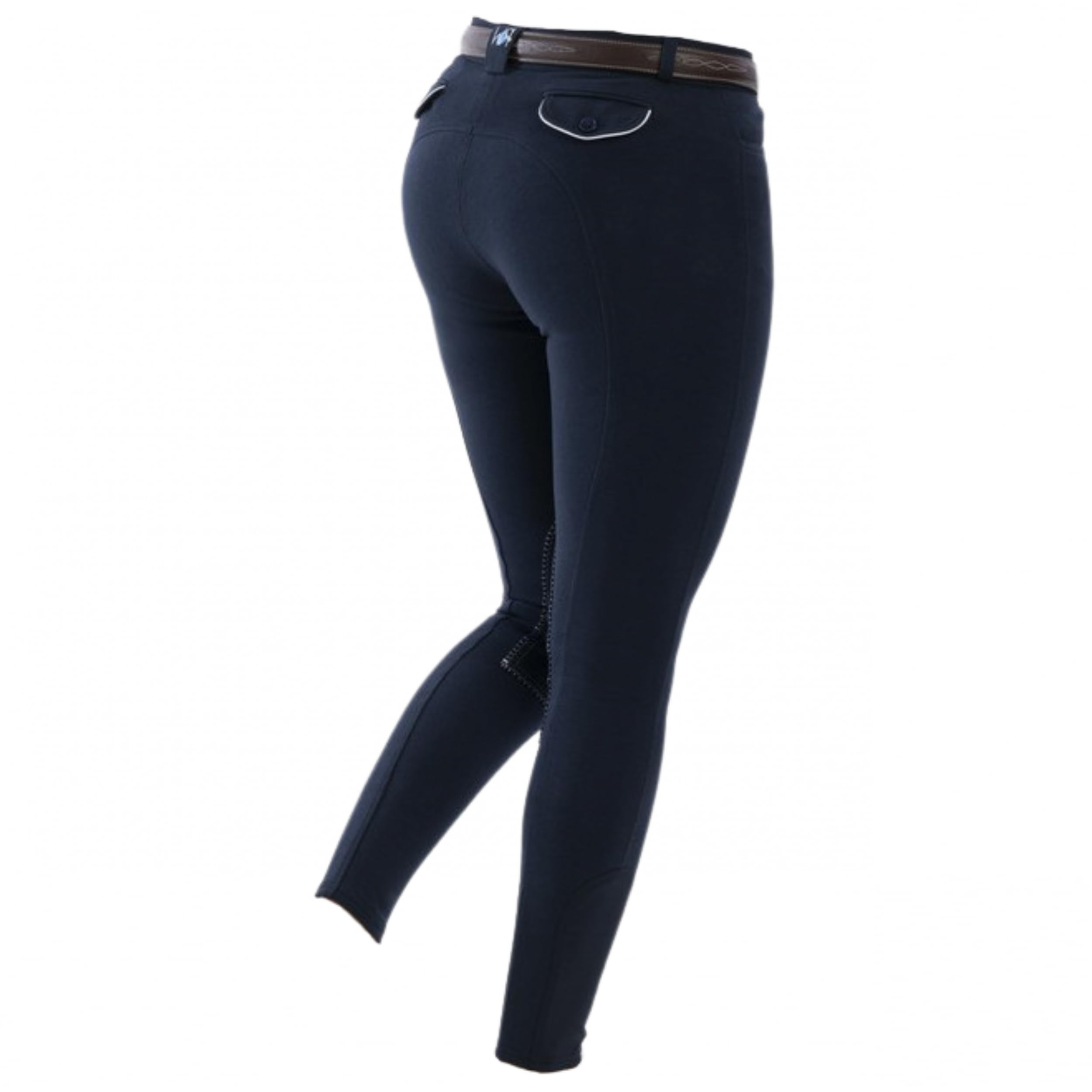 RIDING WORLD Pantalon d'équitation pour fille et garçon Alexandrie | Pantalon d'équitation avec genouillères en tissu | avec poches avant | Legging d'équitation bleu marine | Vêtements d'équitation