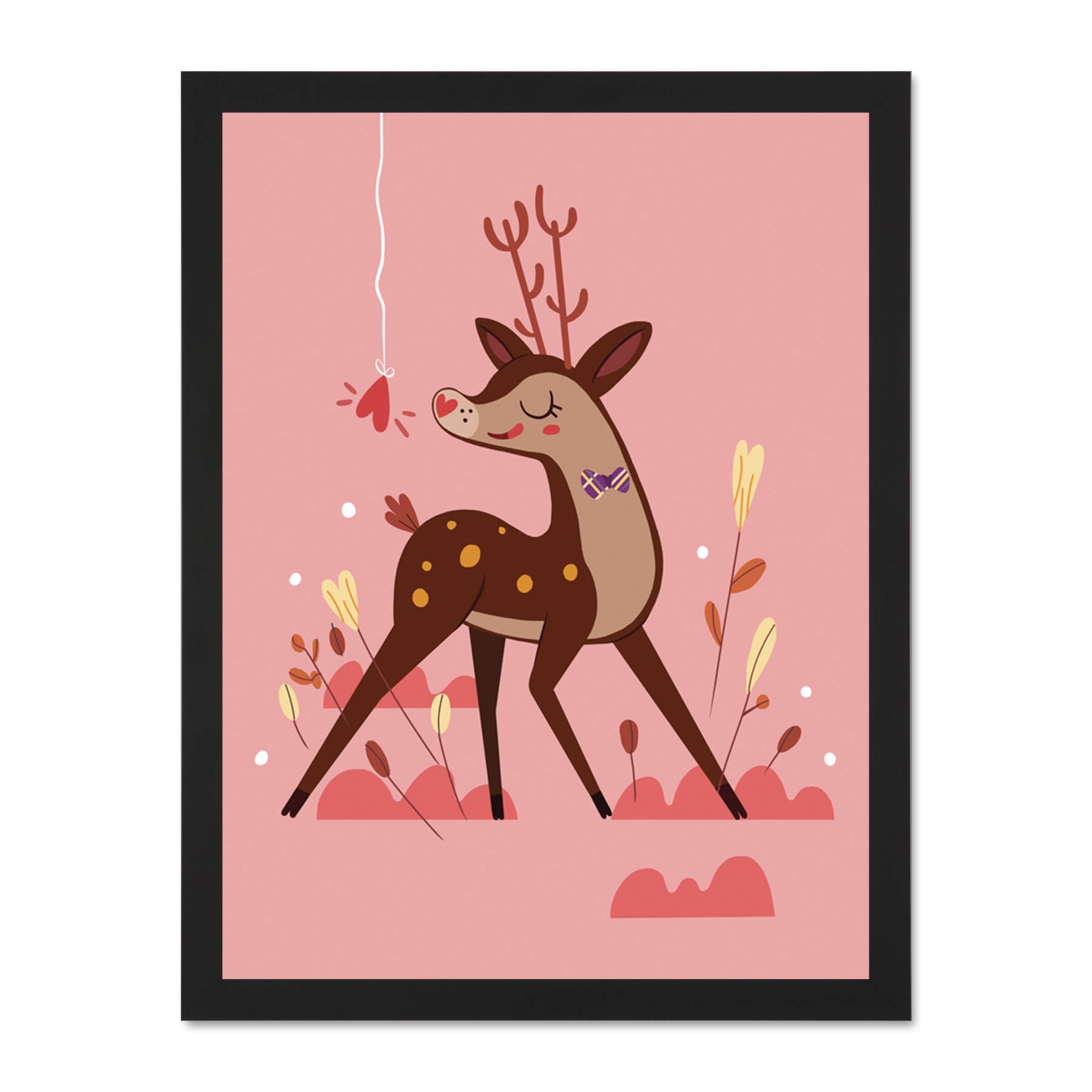 Wee Blue Coo Stag in Love Large Framed Art Print Wall Poster 18x24 inch