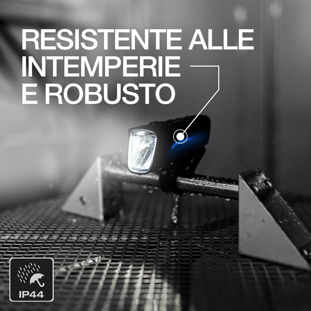 OSRAM LEDsBIKE RACE 100 SET,set di luci ricaricabili per bicicletta, set di luci a LED anteriori e posteriori con luce del freno, molteplici modalità di illuminazione, tre livelli di luminosità,100lux
