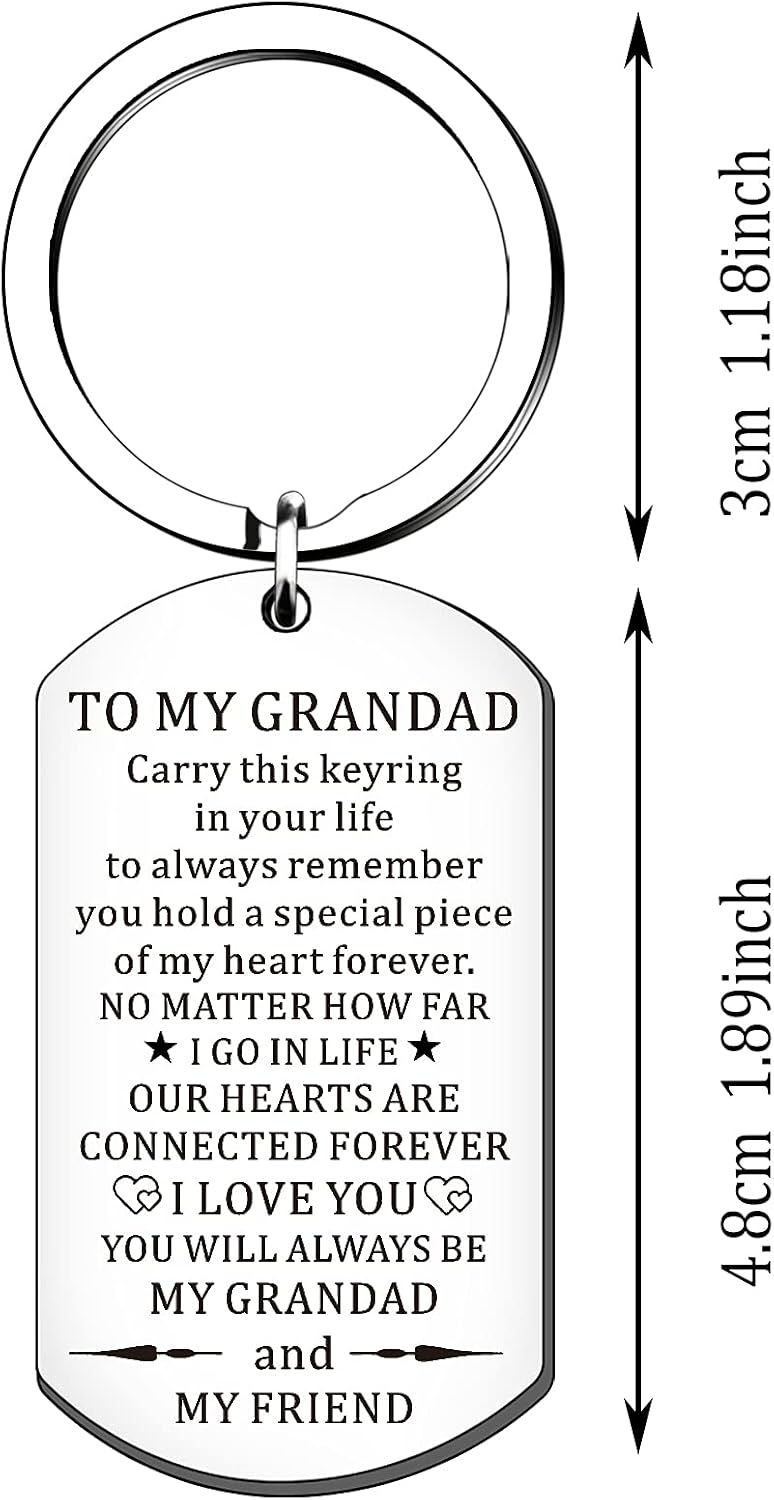 SMARGO To My Grandad Keyring For Fathers Day Birthday Christmas I Love You Dog Tags Grandfather Keychain Presents From Grandchildren - Image 3