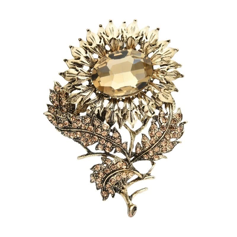 Broche tournesol vintage cristal pour femme accessoire de mariage et banquet tendance
