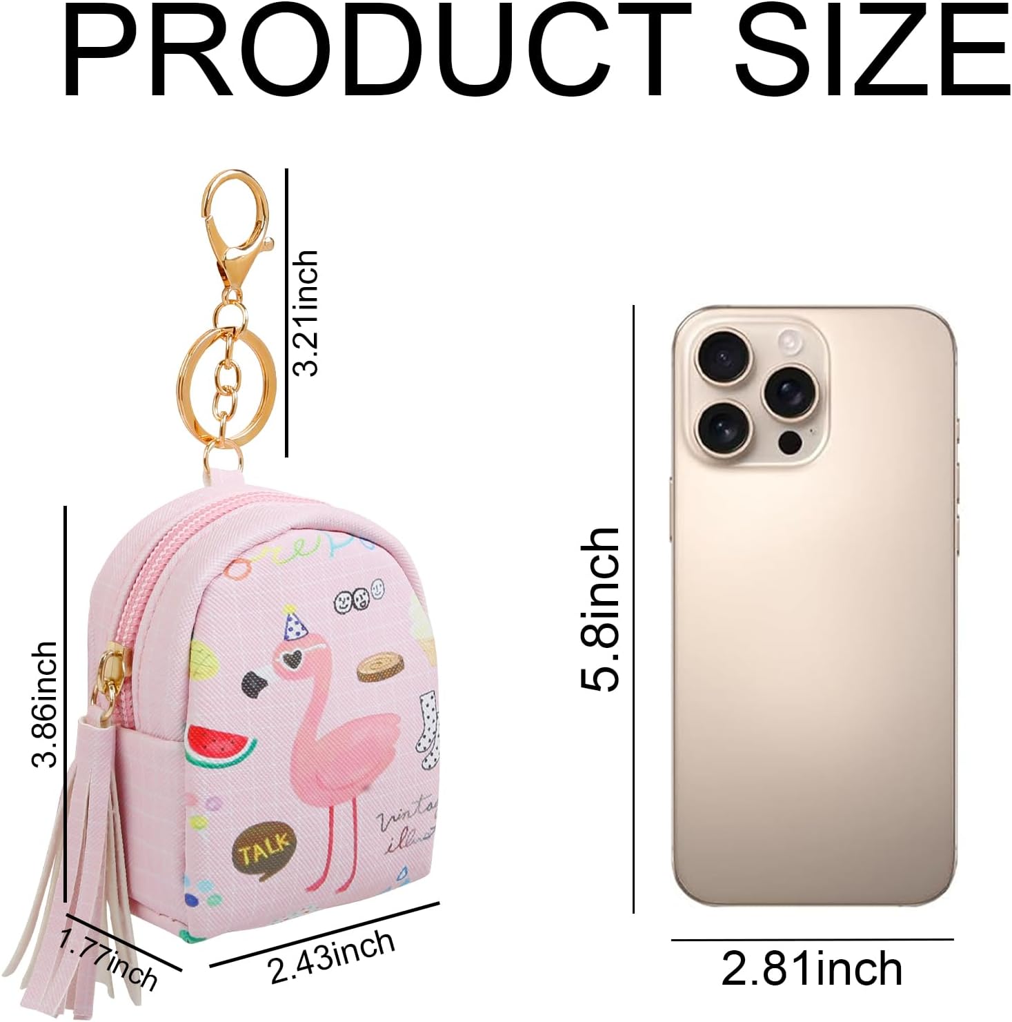 4Pcs Mini Backpack Keychain,Cute Cosmetic Bag for Women,PU Leather Makeup Bag Key Pocket Lipstick Bag Card Holder Data Cable Organizer Zipper Pouch (Flamingo gifts) - Image 3