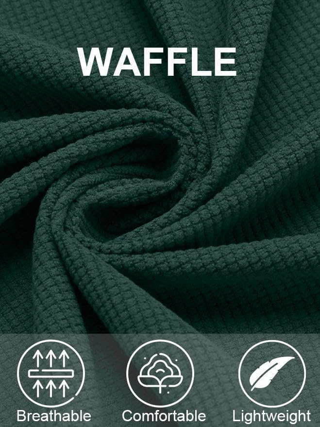 COOFANDY Men's Button Down Waffle Shirt Jacket Casual Long Sleeve Shacket Lightweight Overshirts with Flap Pockets - Image 4