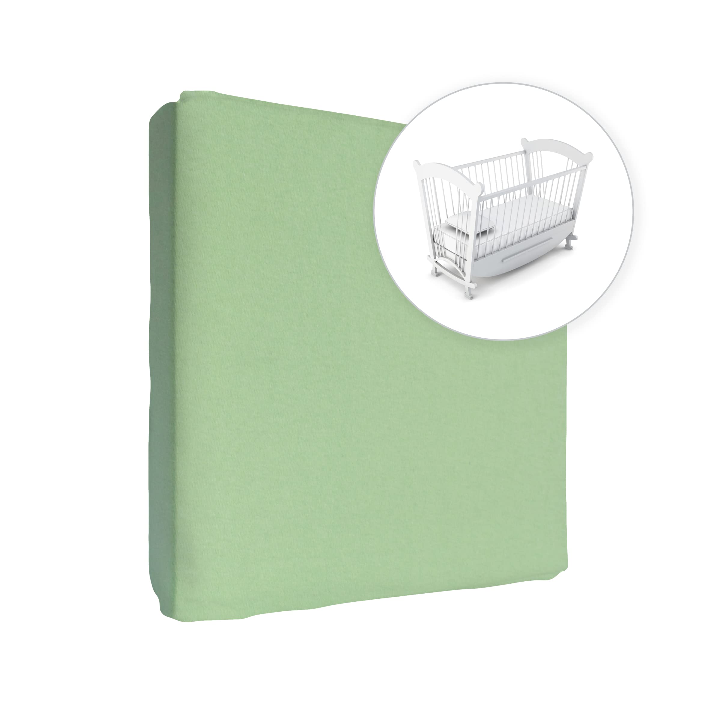 Jersey 100% Cotton Fitted Sheet for 90 x 55 cm Baby Bedside Crib Mattress (Cream) — view 30