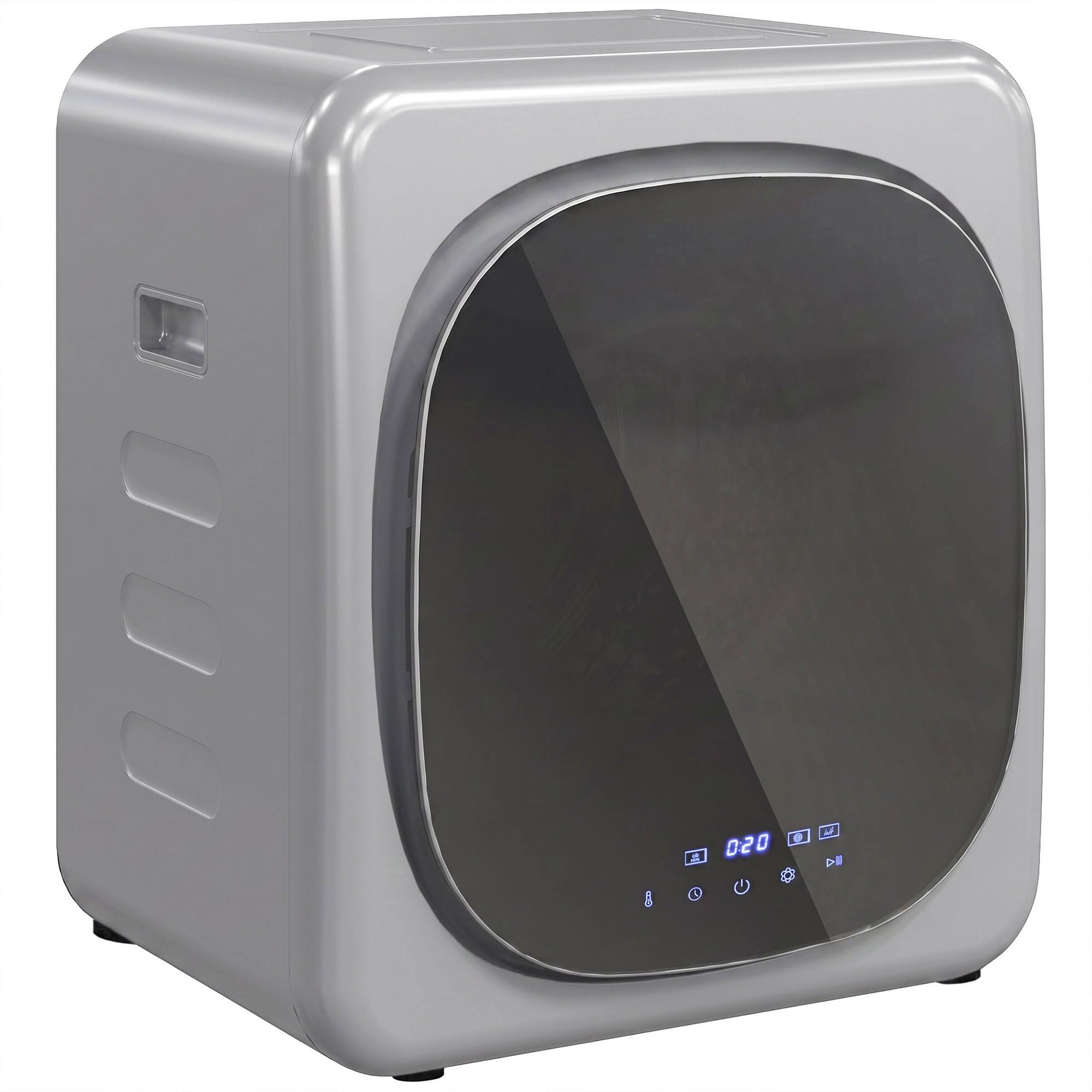 HOMCOM Secadora de Evacuación 3 kg Compacta 800W Pantalla Táctil Plata | Secadora de Ropa, Función Antiarrugas, Control Temperatura y Tiempo, Carga Frontal, Tambor Inox, Montable en Pared o Suelo