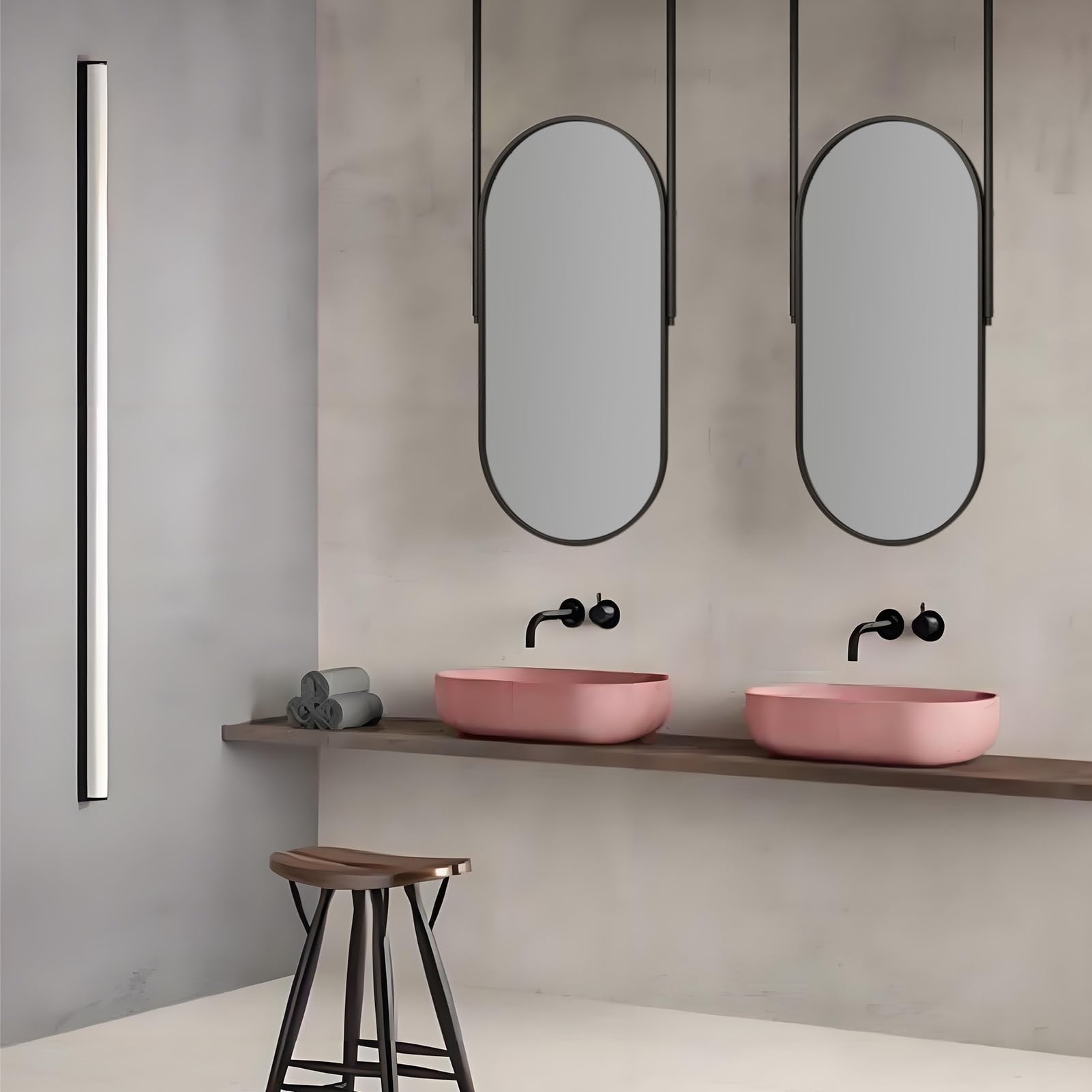 FGXHHS Ceiling Hanging Oval Mirrors, Bathroom Shower Vanity Make-up Entryway Living Room Decorative Black, Customizable Boom(40cmx60cm)
