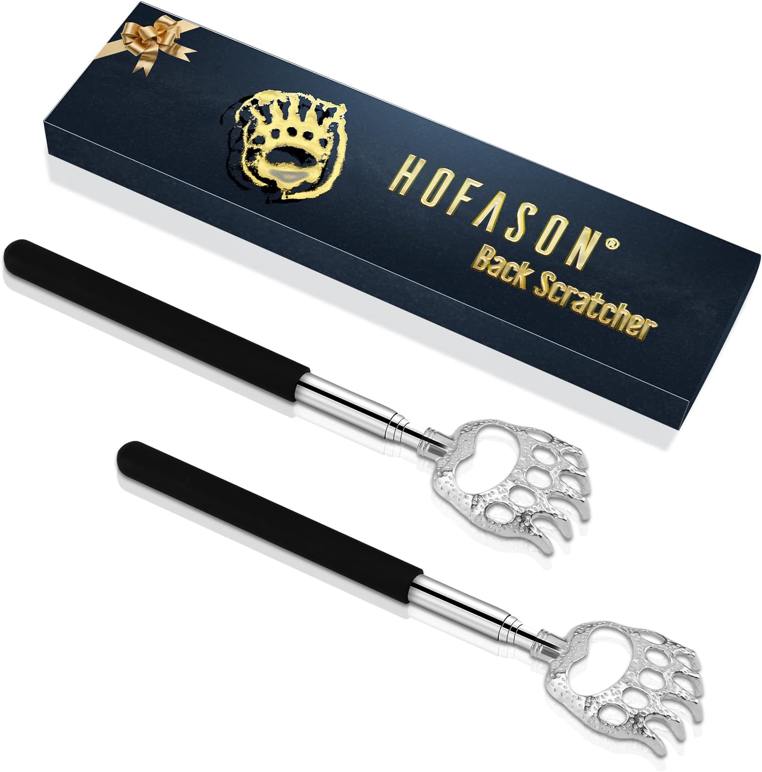 2 Pack Back Scratcher, HOFASON Bear Claw Telescopic Scratcher Stainless Steel Back Massager, Stocking Fillers for Men Women Adults Teens, Funny Novelty Christmas Gifts for Dad Mom Husband Wife Him Her