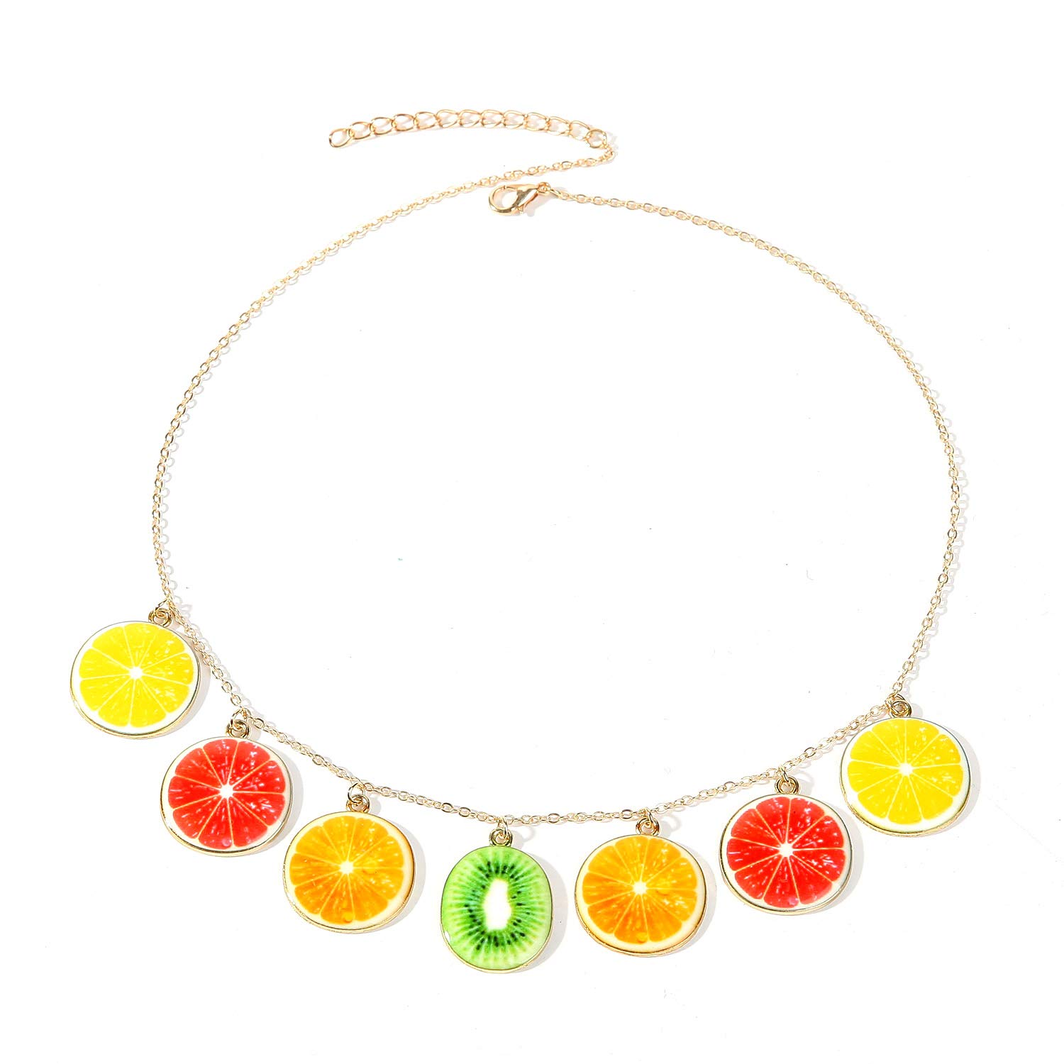 Creative Assorted Multiple Trendy Fruits Dangle Earrings Necklace Set for Women's Girls