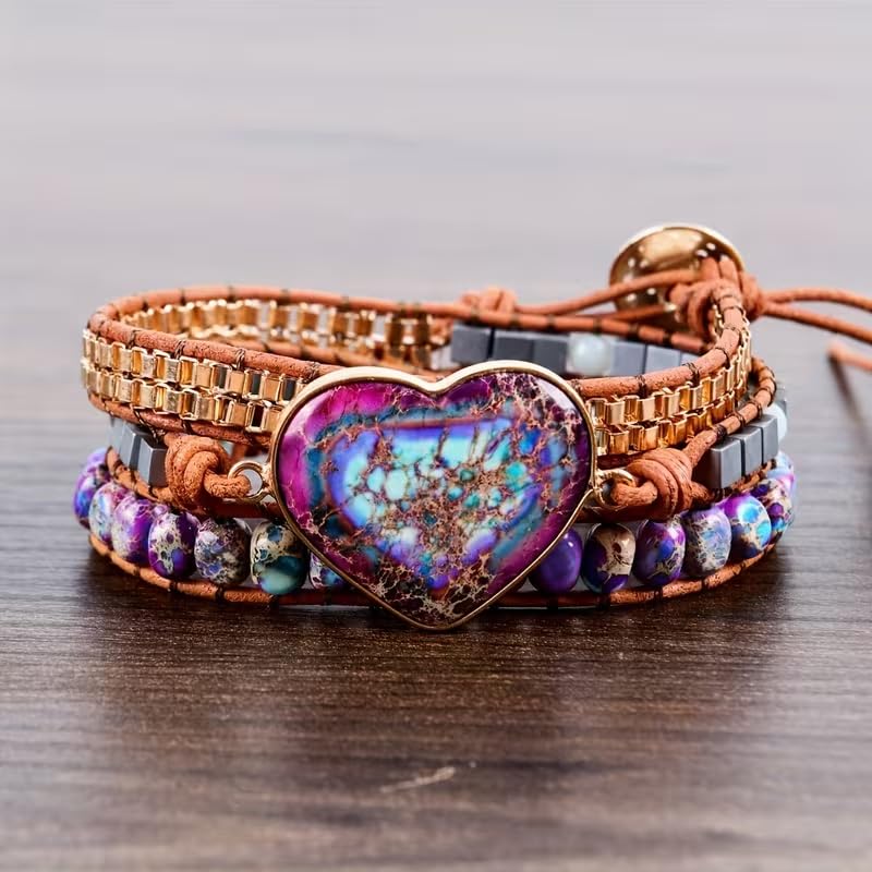 Image of Boho Stone Wrap Bracelet for Women,Turquoise Beaded Bracelet Jewelry Gift