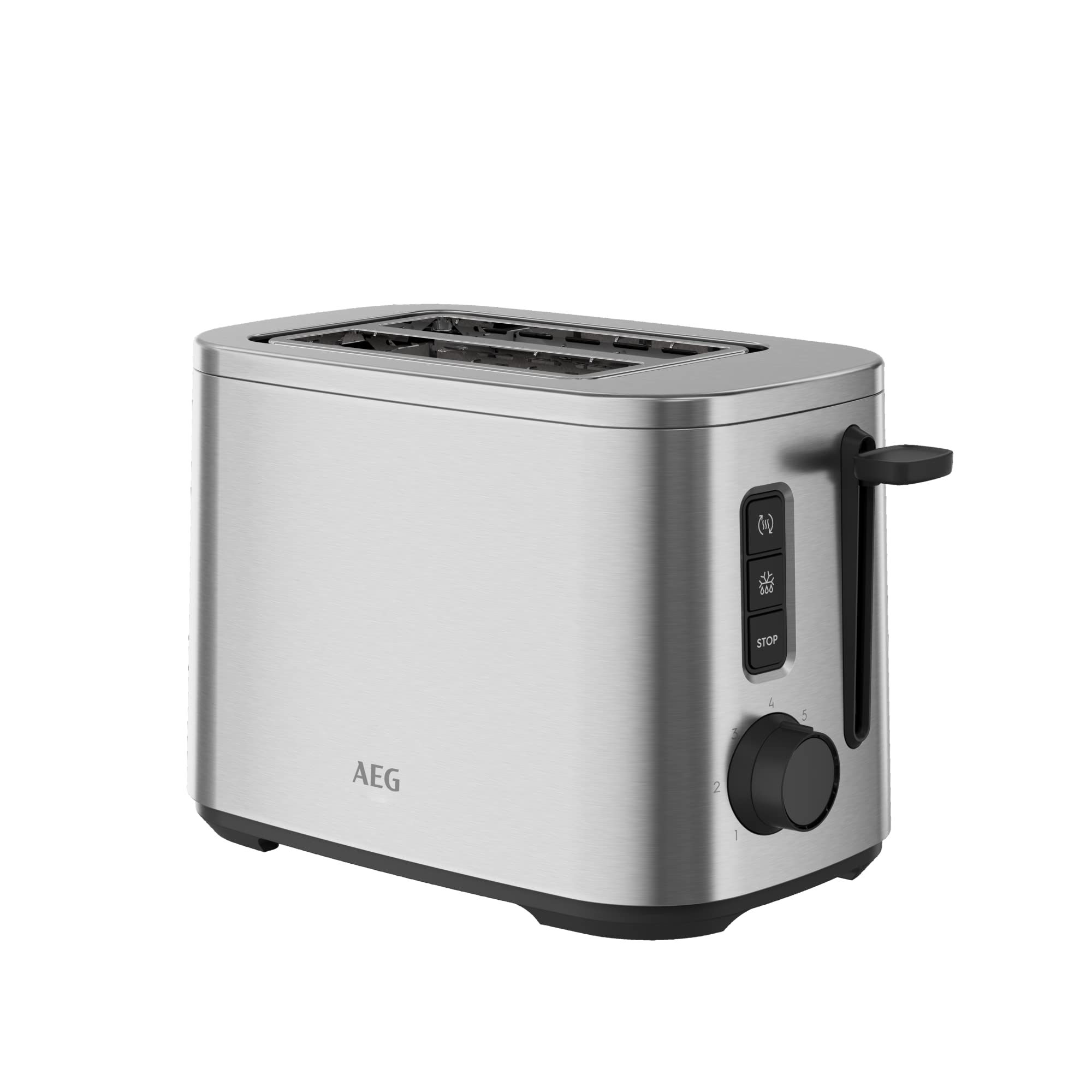 AEG T5-1-4ST Toaster Deli 5 / 7 Toasteinstellungen / Countdown-Timer / Stopp-, Auftau-, Aufwärmknopf / Automatische Zentrierung / Cool-Touch-Gehäuse / Breite Schlitze / Krümelschublade / Edelstahl: Tests, Infos & Preisvergleich