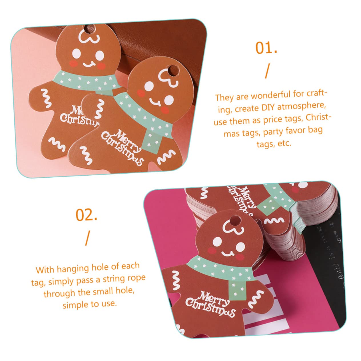 Beaupretty 500 Pièces Étiquette Étiquettes Faites À La Main Étiquettes De Cadeau Étiquette De Cadeau De Noël Étiquettes De Noël Pour Étiquettes De Bonhomme En D'Épice Fournitures